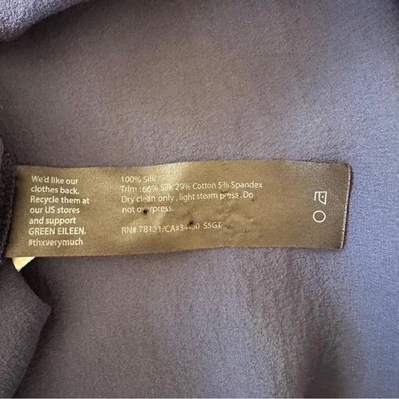 Eileen Fisher 100% silk Navy Blue 3/4 Sleeve Blouse Size L - Picture 11 of 12